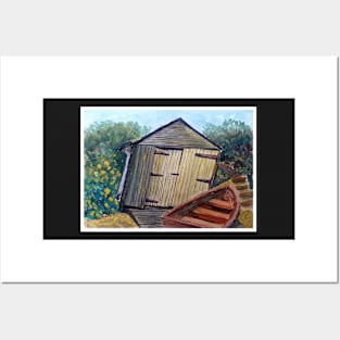 Boat House Tasmania - Watercolour Posters and Art